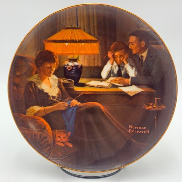 Knowles "Father's Help" Norman Rockwell Collector Plate Limited Edition 1984 VTG - Picture 1 of 7